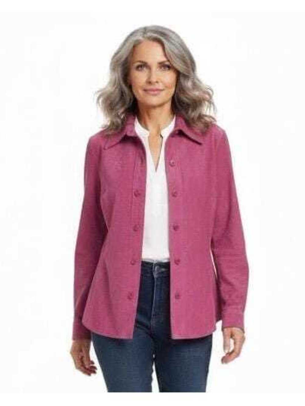 Vintage Pink Suede Leather Jacket Revue Button Shacket Jacket Size 8